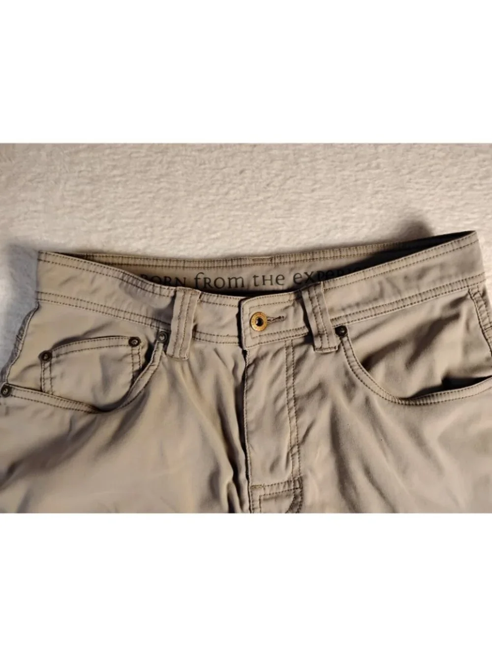 Prana Mens Breathe Shorts Comfort Stretch Logo Pockets Preppy 30W X 9L Tan